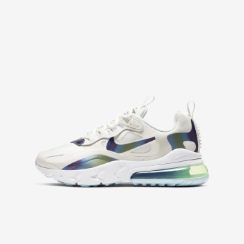 Nike Air Max 270 React - Nagyobb Gyerek Utcai Cipő - Fehér/Platina/Fehér/Színes